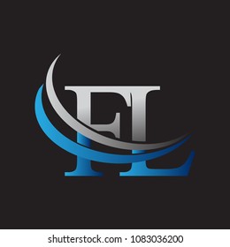 initial letter FL logotype company name colored blue and grey swoosh design. vector logo for business and company identity.
