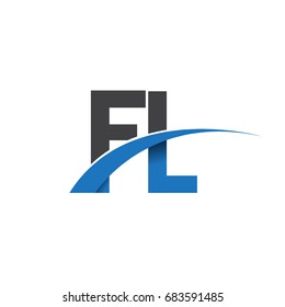 initial letter FL logotype company name colored blue and grey swoosh design. vector logo for business and company identity.
