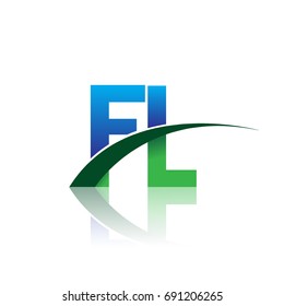 initial letter FL logotype company name colored blue and green swoosh design. vector logo for business and company identity.
