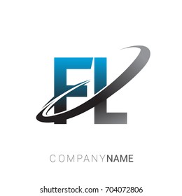 initial letter FL logotype company name colored blue and grey swoosh design. logo design for business and company identity.