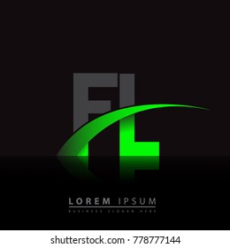 initial letter FL logotype company name colored green and black swoosh design. vector logo for business and company identity.

