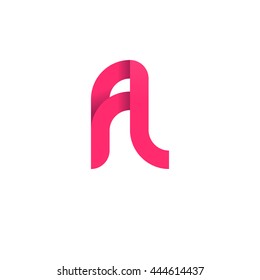 initial letter fl modern linked circle round lowercase logo pink