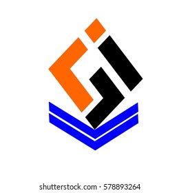 initial letter FL orange color logo vector