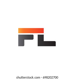 Initial letter FL, straight linked line bold logo, gradient fire red black colors