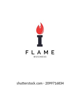 Initial letter I flame logo design inspiration