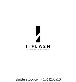 Initial letter I flash logo vector design template. Black letter with negative space isolated on white background. Can be used for company logo or symbol