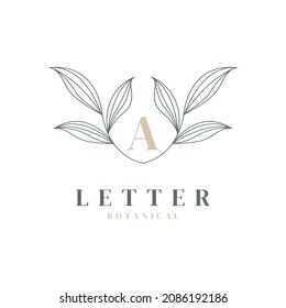 Initial Letter A Floral and Botanical Logo. Nature Leaf Feminine for Beauty Salon, Massage, Cosmetics or Spa Icon Symbol