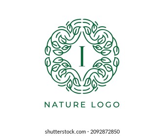 initial letter I Floral Logo Vector Design illustrations Template. 
Vector Logo design for natural products, flower shop, cosmetics, Organic, ecology concepts, health, spa.