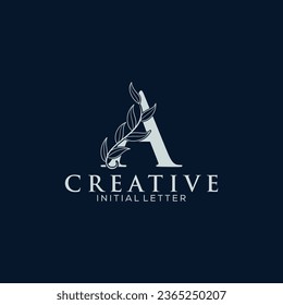 Letra inicial A y vector de logotipo floral, letra botánica minimalista Logotipos femeninos con elementos vegetales orgánicos