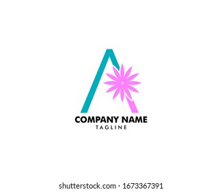 Initial Letter A Flower Logo Template Design