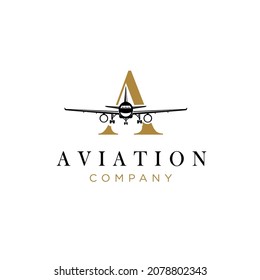 Initial Letter A Flying Plane Vector logo design