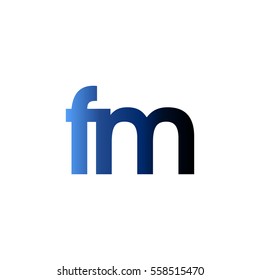 Initial letter FM blue black gradation color logo
