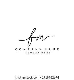 Initial letter FM calligraphy handwritten logo. Handwritten alphabet in the logo template. Letters and Alphabet for your logo design.