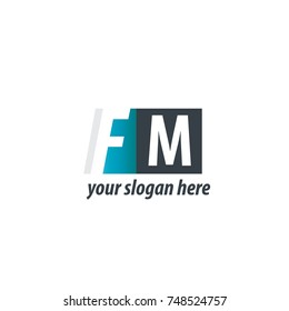 Initial Letter FM Design Logo With Square