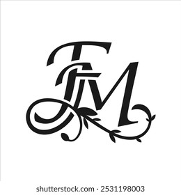 Initial Letter FM with Leaf Flower Stem for Salon and Beauty logo design inspiration