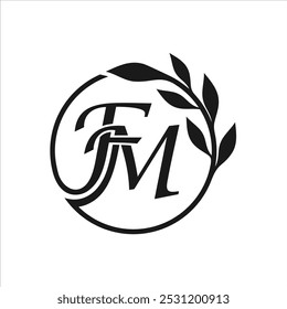 Initial Letter FM with Leaf Flower Stem for Salon and Beauty logo design inspiration 