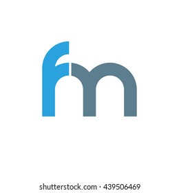 initial letter fm linked round lowercase logo blue