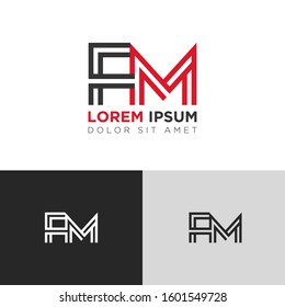 Initial Letter FM linked uppercase overlap modern logo design template. Suitable for business, consulting group company
