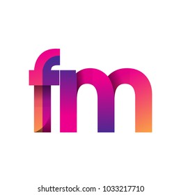 Initial Letter FM Logo Lowercase, magenta and orange, Modern and Simple Logo Design.