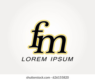 Initial letter fm logo. Monogram lowercase italic