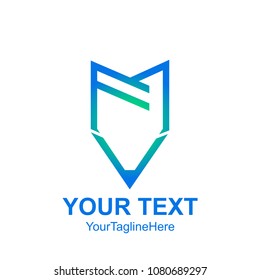 Initial letter FM logo template colored blue pen design for business and company identity
