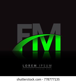 initial letter FM logotype company name colored green and black swoosh design. vector logo for business and company identity.
