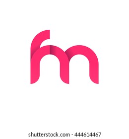initial letter fm modern linked circle round lowercase logo pink