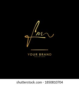 Initial letter FM. Monogram signature logo design template. Minimalis logo concept for business and company.