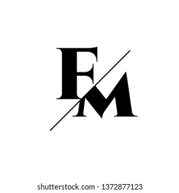 Initial Letter FM Monogram Sliced. Logo template isolated on white background