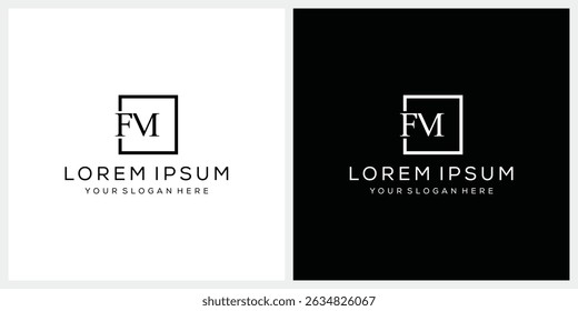 initial letter FM serif font logo design, typography FM graphic vector template