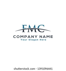 Initial letter FMC, overlapping movement swoosh horizon logo company design inspiration in blue and grey color vector