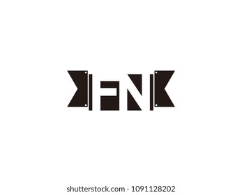 Initial letter fn black ribbon logo design