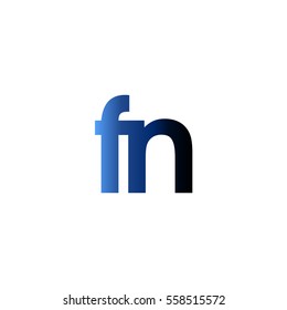 Initial letter FN blue black gradation color logo