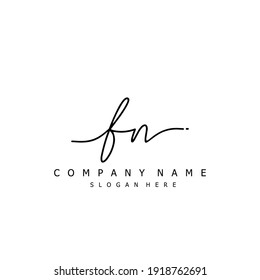 Initial letter FN calligraphy handwritten logo. Handwritten alphabet in the logo template. Letters and Alphabet for your logo design.