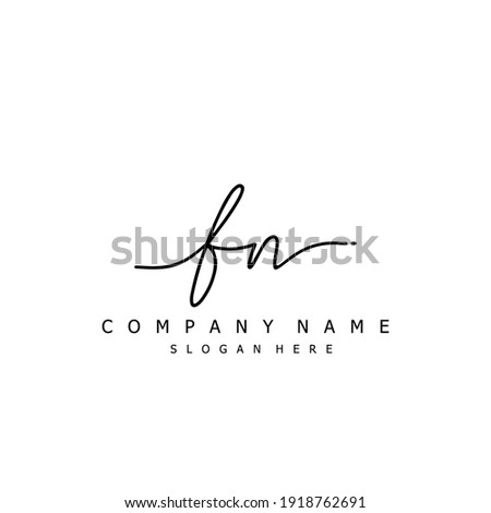 Initial letter FN calligraphy handwritten logo. Handwritten alphabet in the logo template. Letters and Alphabet for your logo design.