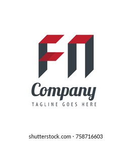 Initial Letter FN Design Logo With Square