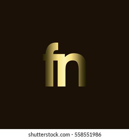 Initial letter FN gold with dark background logo