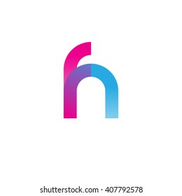 initial letter fn linked circle lowercase logo pink blue purple
