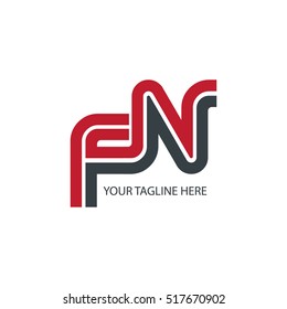Initial Letter FN Linked Design Logo Red Black