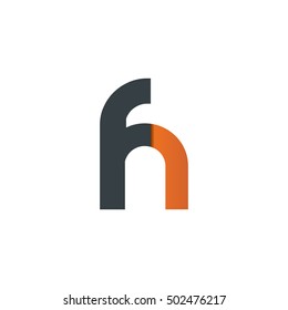 Initial Letter FN Linked Rounded Lowercase Logo Black Orange