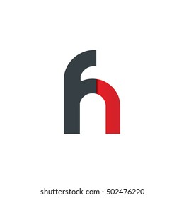 Initial Letter FN Linked Rounded Lowercase Logo Black Red