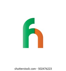 Initial Letter FN Linked Rounded Lowercase Logo Green Orange