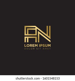 Initial Letter FN linked uppercase overlap modern gold logo vector design template. Suitable for business, consulting group company.