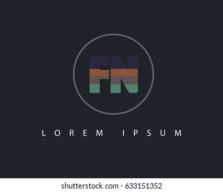 Initial Letter FN logo design vector with circle and colorful