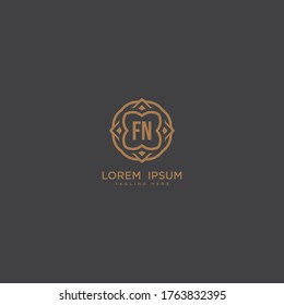 Initial letter FN logo icon design. Luxury jewelry frame gem edge logotype. Print monogram initials stamp sign symbol