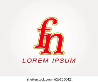 Initial letter fn logo. Monogram lowercase italic