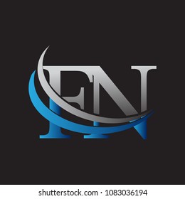 initial letter FN logotype company name colored blue and grey swoosh design. vector logo for business and company identity.