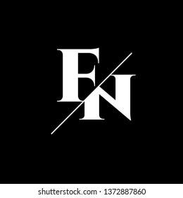 Initial Letter FN Monogram Sliced. Logo template isolated on black background
