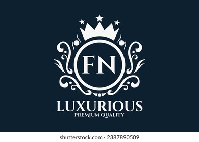 Initial  Letter FN Royal Luxury Logo template in vector art for luxurious branding  vector illustration.

