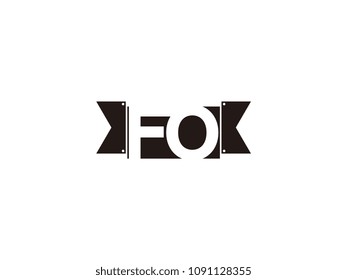 Initial letter fo black ribbon logo design